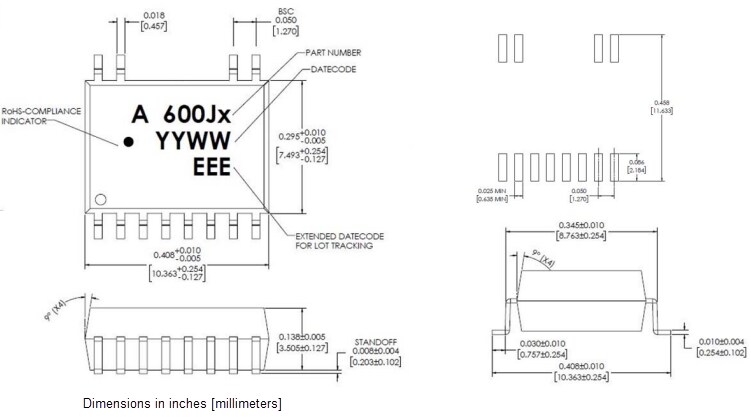 Mechanical Drawing - Broadcom APML-600JV/JT Photo MOSFETs